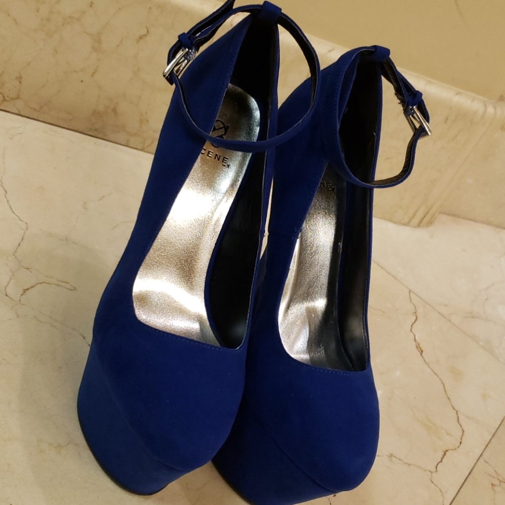 SCENE Kierra Royal Blue suede platform heels, 8.5 - Picture 5 of 16